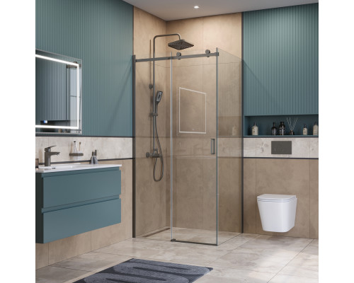 Душевой уголок BelBagno SOFT_CLOSE-2-AH-1-110/80-C-GM профиль оружейная сталь, стекло прозрачное