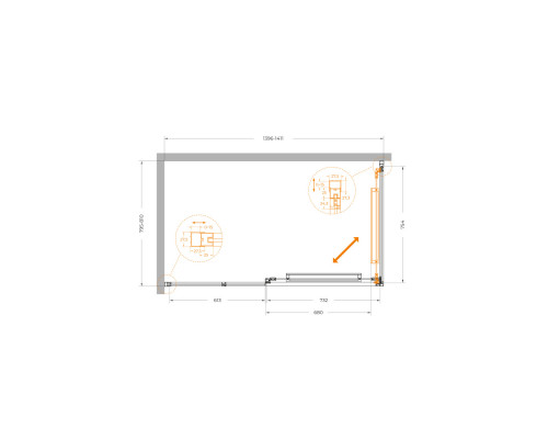Душевой уголок CEZARES LUX-AH-FS-11-140/80-C-CR, 140х80 см, профиль хром глянцевый, стекло прозрачное