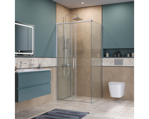 Душевой уголок BelBagno SOFT_CLOSE-1-AH-1-100/80-C-Cr профиль хром, стекло прозрачное