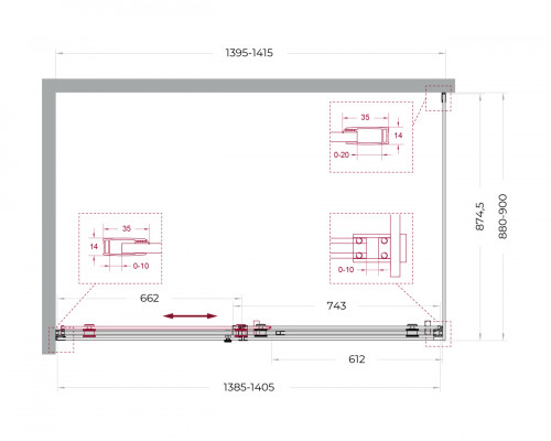 Душевой уголок BelBagno SOFT_CLOSE-2-AH-1-140/90-C-Cr профиль хром, стекло прозрачное