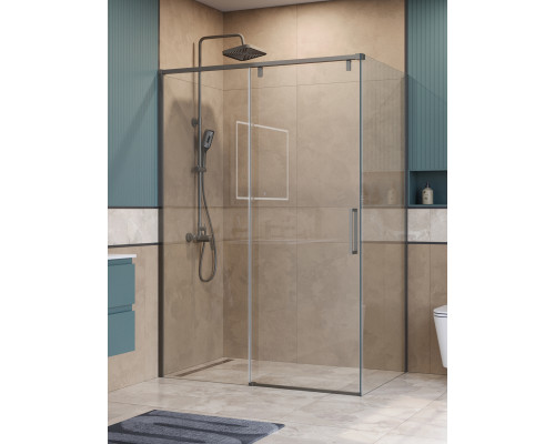Душевой уголок BelBagno SOFT_CLOSE-1-AH-1-150/80-C-GM профиль оружейная сталь, стекло прозрачное