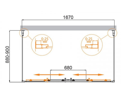 Душевой уголок CEZARES MOLVENO-AH-2/2-170/90-C-BORO-IV