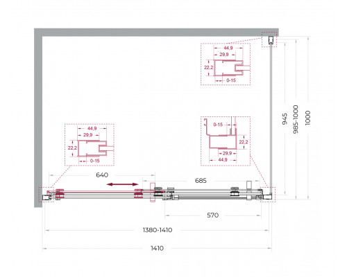 Душевой уголок BelBagno MARINO-2-AH-1-140/100-C-CR 140х100 см профиль хром, стекло прозрачное