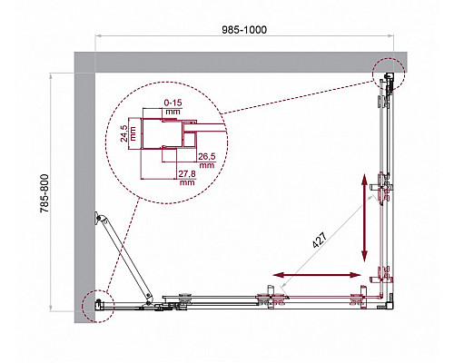 Душевой уголок BelBagno LUCE-AH-21-100/80-C-Cr