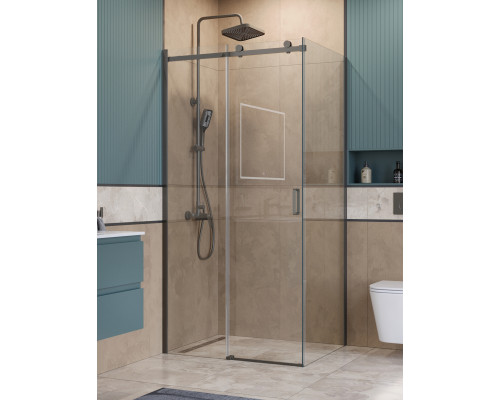 Душевой уголок BelBagno SOFT_CLOSE-2-AH-1-110/100-C-GM профиль оружейная сталь, стекло прозрачное