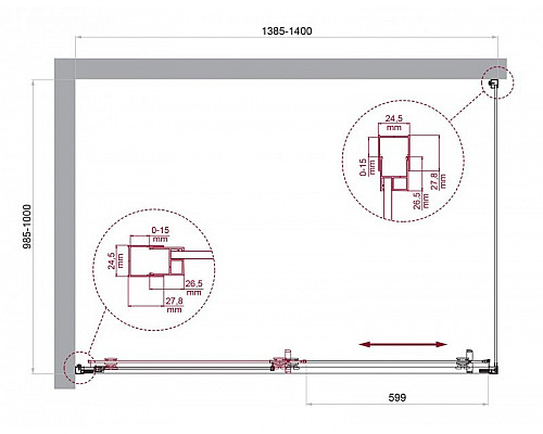 Душевой уголок BelBagno LUCE-AH-1-140/100-C-Cr