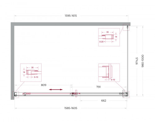 Душевой уголок BelBagno SOFT_CLOSE-1-AH-1-160/100-C-Cr профиль хром, стекло прозрачное