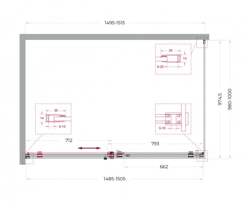 Душевой уголок BelBagno SOFT_CLOSE-2-AH-1-150/100-C-Cr профиль хром, стекло прозрачное