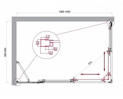 Душевой уголок BelBagno LUCE-AH-21-140/90-C-Cr