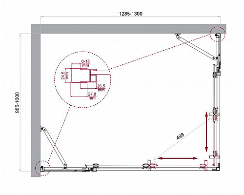 Душевой уголок BelBagno LUCE-AH-22-130/100-C-Cr