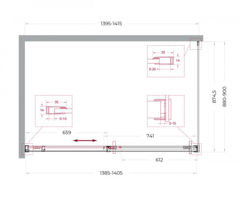 Душевой уголок BelBagno SOFT_CLOSE-1-AH-1-140/90-C-Cr профиль хром, стекло прозрачное