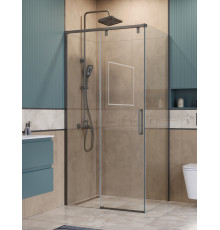 Душевой уголок BelBagno SOFT_CLOSE-1-AH-1-100/90-C-GM профиль оружейная сталь, стекло прозрачное