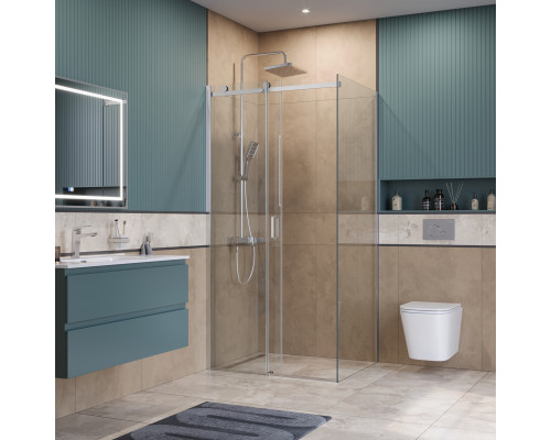 Душевой уголок BelBagno SOFT_CLOSE-2-AH-1-100/80-C-Cr профиль хром, стекло прозрачное