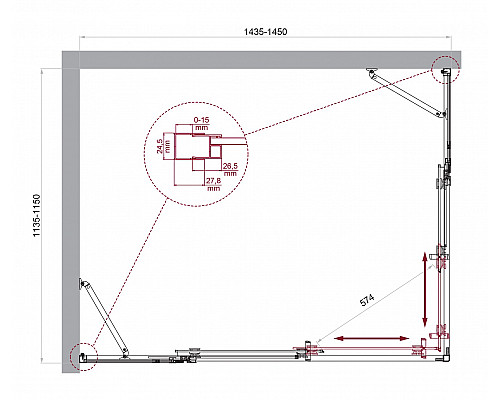 Душевой уголок BelBagno LUCE-AH-22-145/115-C-Cr