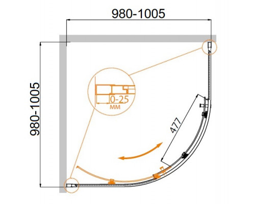 Душевой уголок CEZARES MOLVENO-R-1-100-C-Cr-IV