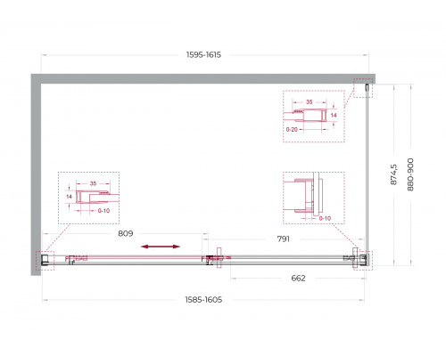 Душевой уголок BelBagno SOFT_CLOSE-1-AH-1-160/90-C-Cr профиль хром, стекло прозрачное