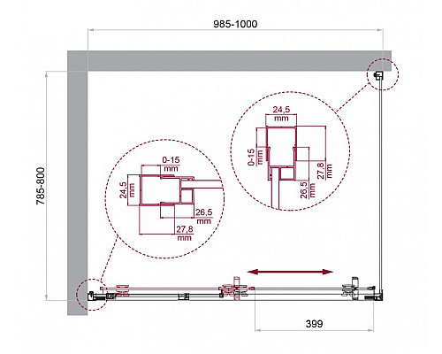 Душевой уголок BelBagno LUCE-AH-1-100/80-C-Cr