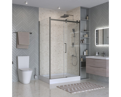 Душевой уголок BelBagno MARINO-2-AH-1-120/90-C-GM 120х90 см, профиль оружейная сталь, стекло прозрачное