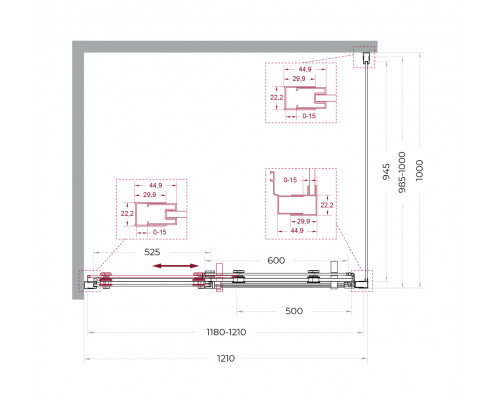 Душевой уголок BelBagno MARINO-2-AH-1-120/100-C-CR 120х100 см профиль хром, стекло прозрачное