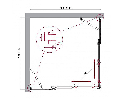 Душевой уголок BelBagno LUCE-A-22-80+30-C-Cr