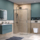 Душевой уголок BelBagno SOFT_CLOSE-2-AH-1-130/80-C-GM профиль оружейная сталь, стекло прозрачное