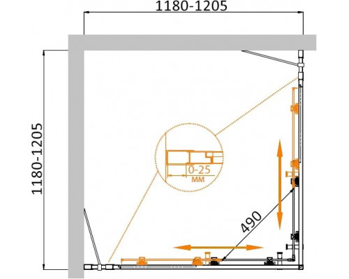 Душевой уголок CEZARES MOLVENO-A-22-90+30-C-BORO-IV