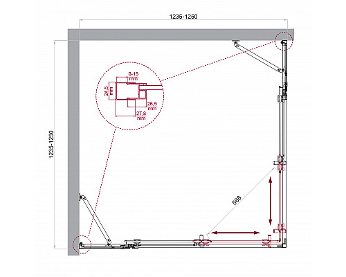 Душевой уголок BelBagno LUCE-A-22-100+25-C-Cr