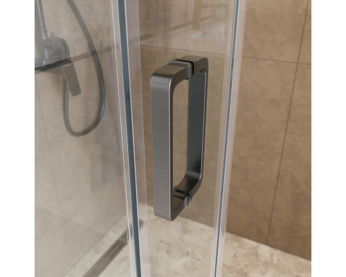 Душевой уголок BelBagno SOFT_CLOSE-2-AH-1-150/80-C-GM профиль оружейная сталь, стекло прозрачное