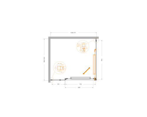 Душевой уголок CEZARES LUX-AH-FS-11-110/100-C-CR, 110х100 см, профиль хром глянцевый, стекло прозрачное