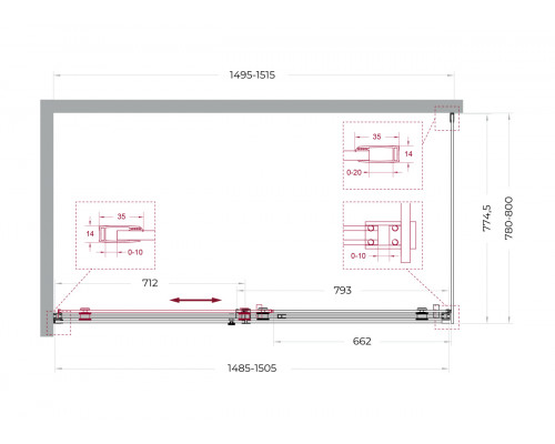 Душевой уголок BelBagno SOFT_CLOSE-2-AH-1-150/80-C-Cr профиль хром, стекло прозрачное