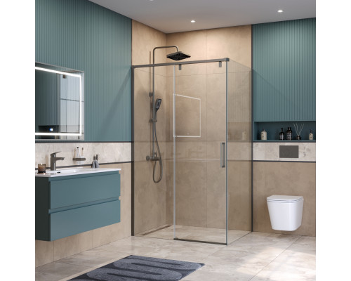 Душевой уголок BelBagno SOFT_CLOSE-1-AH-1-120/100-C-GM профиль оружейная сталь, стекло прозрачное