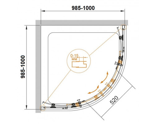 Душевой уголок CEZARES ECO-O-R-2-100-C-NERO