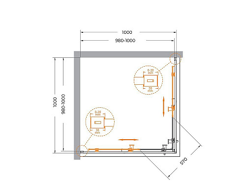 Душевой уголок CEZARES RELAX-304-A-2-100-C-BORO