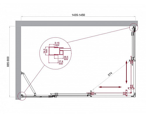 Душевой уголок BelBagno LUCE-AH-21-145/90-C-Cr