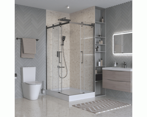 Душевой уголок BelBagno MARINO-2-AH-2-120/90-C-GM 120х90, профиль оружейная сталь, стекло прозрачное