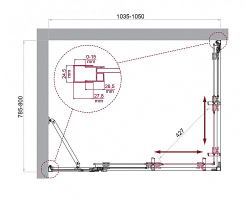 Душевой уголок BelBagno LUCE-AH-21-105/80-C-Cr