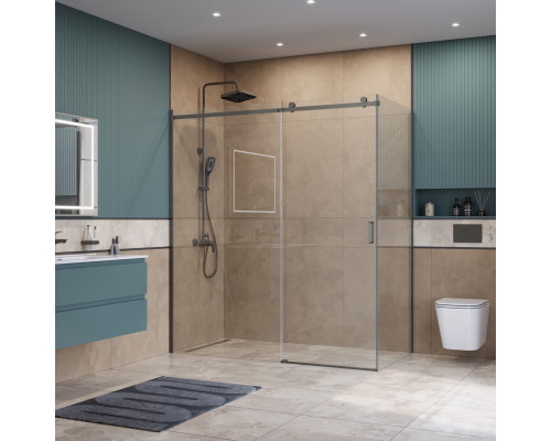 Душевой уголок BelBagno SOFT_CLOSE-2-AH-1-180/100-C-GM профиль оружейная сталь, стекло прозрачное