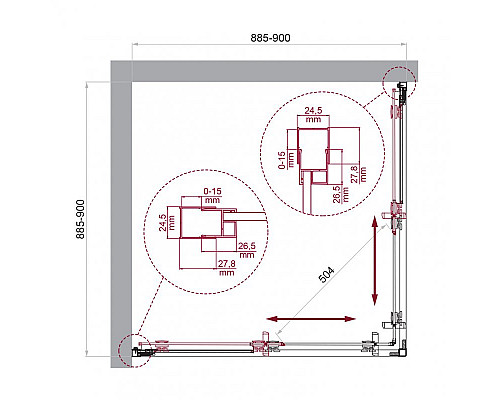 Душевой уголок BelBagno LUCE-A-2-90-P-Cr