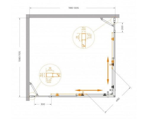 Душевой уголок CEZARES MOLVENO-AH-22-120/110-C-GM-IV