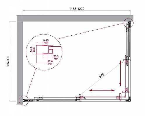 Душевой уголок BelBagno LUCE-AH-2-120/90-C-Cr