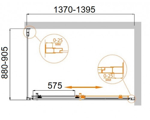 Душевой уголок CEZARES MOLVENO-AH-11-140/90-P-Cr