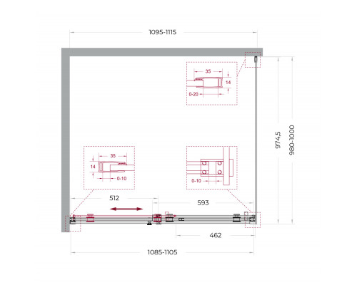Душевой уголок BelBagno SOFT_CLOSE-2-AH-1-110/100-C-Cr профиль хром, стекло прозрачное