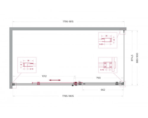 Душевой уголок BelBagno SOFT_CLOSE-2-AH-1-180/90-C-Cr профиль хром, стекло прозрачное
