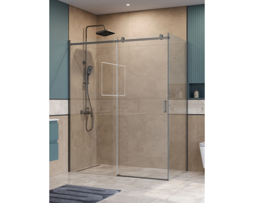 Душевой уголок BelBagno SOFT_CLOSE-2-AH-1-160/80-C-GM профиль оружейная сталь, стекло прозрачное