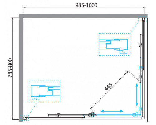 Душевой уголок BelBagno DUE-AH-2-100/80-C-Cr