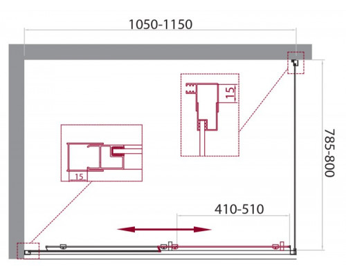 Душевой уголок BelBagno UNIQUE-AH-1-100/115-80-C-Cr