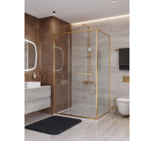 Душевой уголок CEZARES LUX-AH-FS-11-120/90-C-BORO, 120х90 см, профиль брашированное золото, стекло прозрачное
