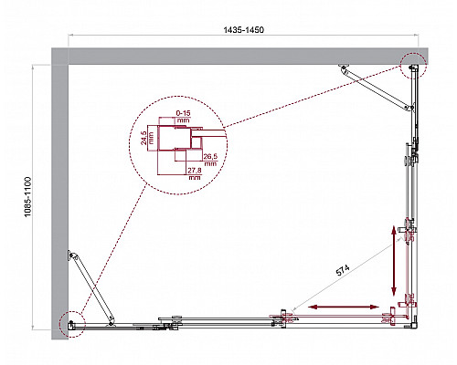 Душевой уголок BelBagno LUCE-AH-22-145/110-C-Cr