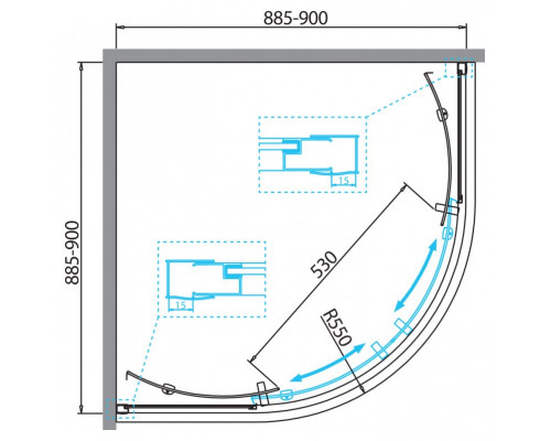 Душевой уголок BelBagno DUE-R-2-90-P-Cr