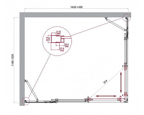 Душевой уголок BelBagno LUCE-AH-22-145/120-C-Cr